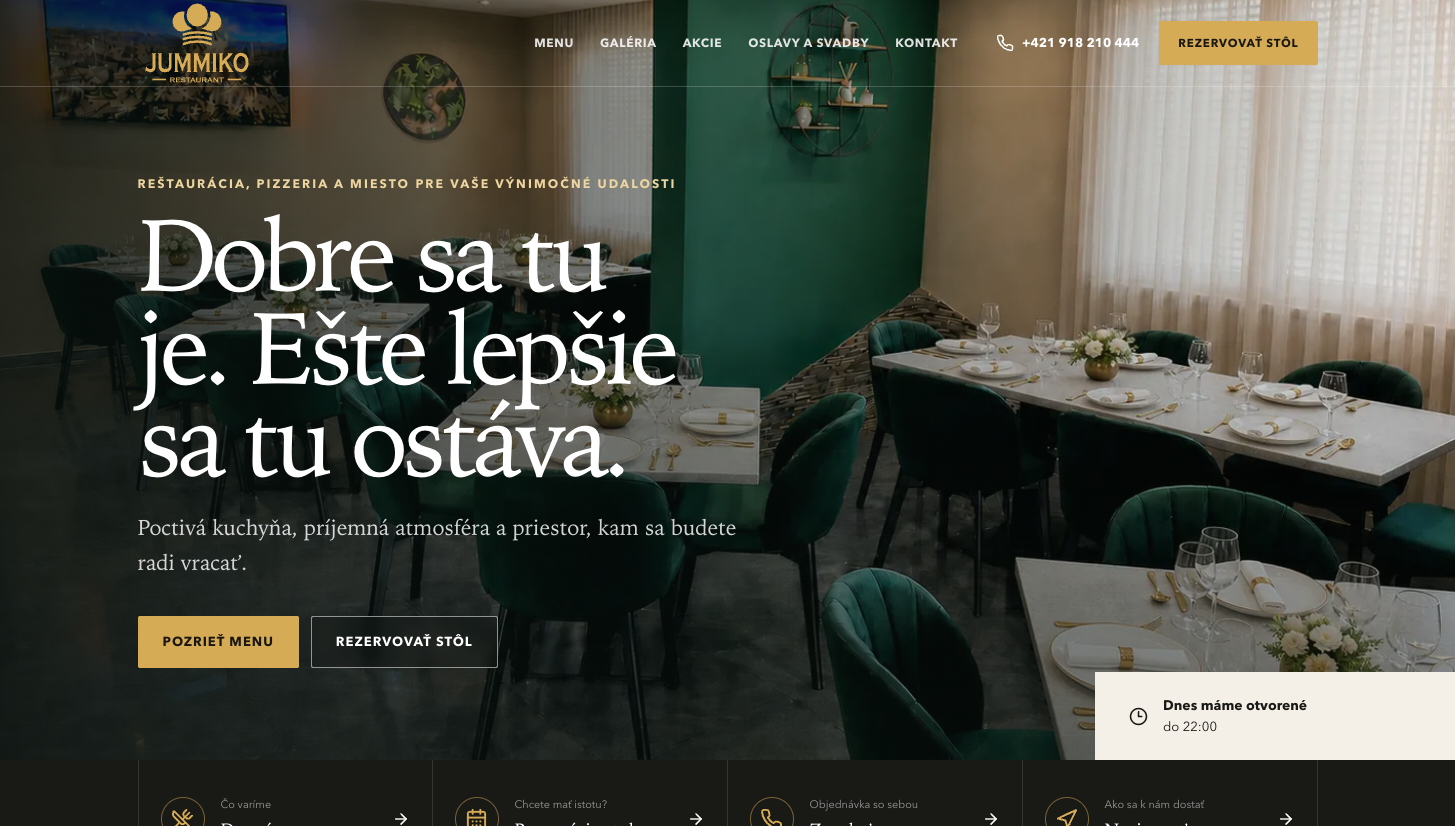 Náhled webu a digitálního systému restaurace JUMMIKO